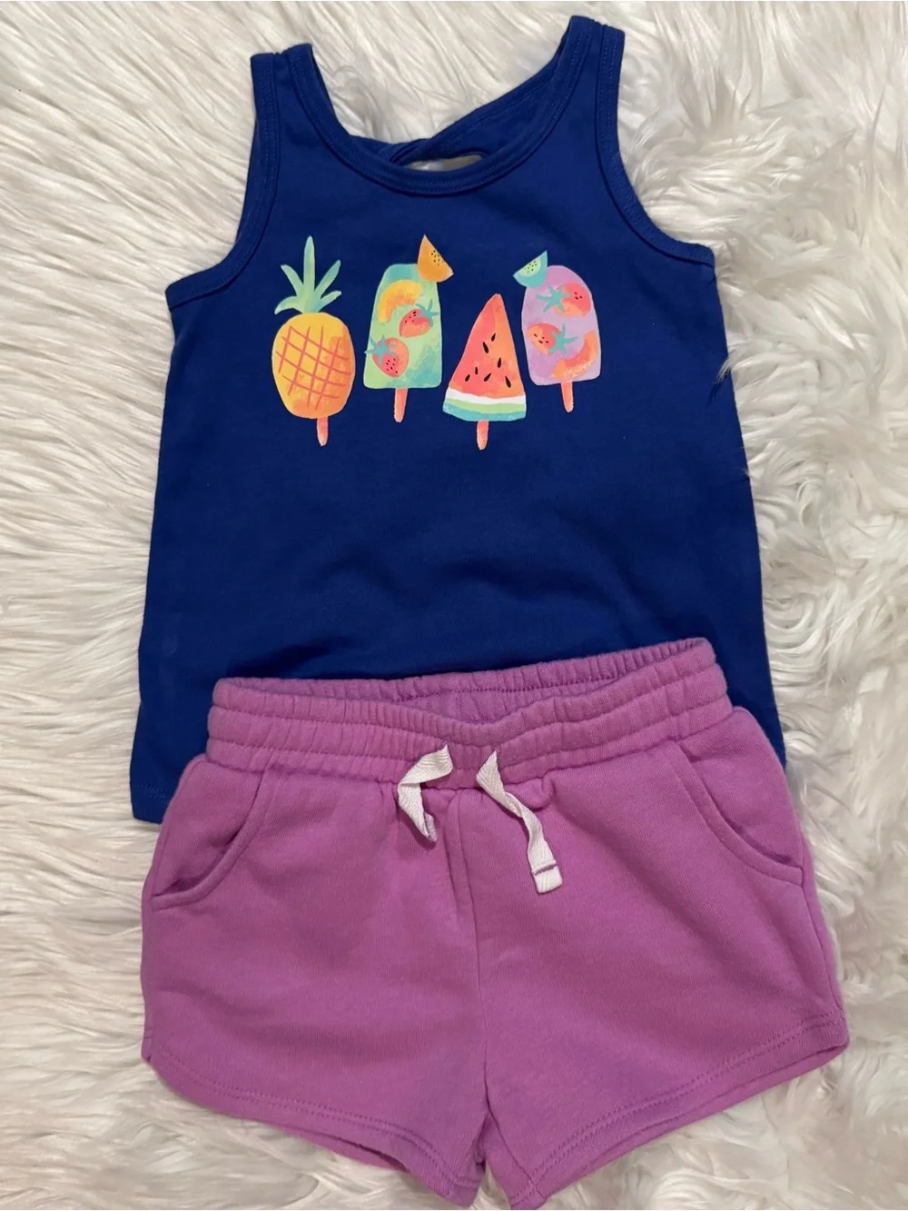 Jumping Beans Girls 18M 2 Piece Tank Top Shorts Set Fruit Popsicle Summer Outfit